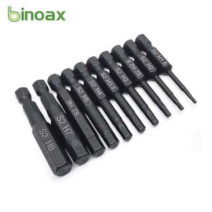 Binoax 10 Pcs SAE/Metric Hex Head Allen Wrench Drill Bit Set 1/4" Diameter Quick Release Shank Magnetic Screwdriver
