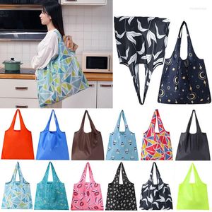 Bolsas de armazenamento Bolsa de compras dobrável grande alimento reutilizável Organizador de brinquedos de praia para vegetais pacote de supermercado Mulheres viagens