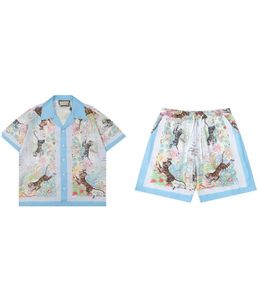 Luksusowy projektant Men039s Tshirts Fashion Tiger Bowling Tshirt Hawaii Floral Leisure Silk Shirt Mens Slim Short Sleeve Formal A7547943