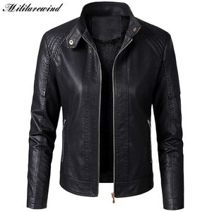 Women's Jackets Stand Collar Motorcycle Female Autumn Winter Fleece PU Leather Slim Fit Short Coat Femme 230324