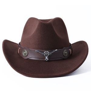 Wide Brim Hats Bucket Cowboy hat various accessories cowboy monochrome felt men and women outdoor rider 230412