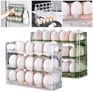 Storage Boxes Bins Egg Storage Box New Can Be Reversible Three Layers Of 30 Egg Tray Refrigerator Organizer Food Containers Kitchen Storage Boxes P230324