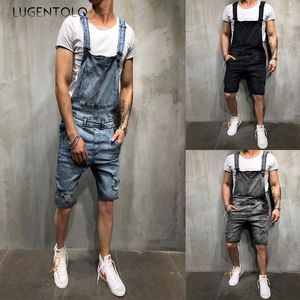 Mäns jeans jean overaller män hål mode sommar shorts rak stor storlek casual streetwear mens kläd Lugentolo