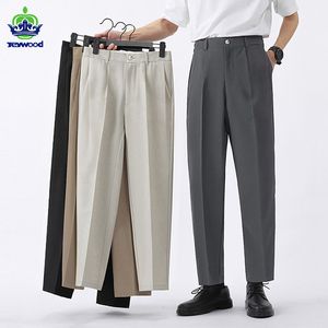 Men's Pants Spring Summer Suit Men Slim Work Elastic Waist Soft Formal Trousers Male Korea Black Grey Brand Clothing Plus Size 40 42 230324