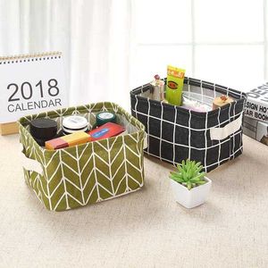 Storage Boxes Bins Linen Desktop Storage Box Waterproof Toy Sundries Storage Basket Cosmetic Underware Storage Organizer Office Stationery P230324