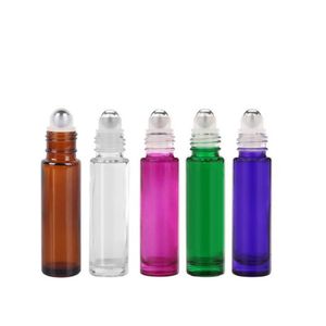 7 cores rolando de vidro grosso em garrafas 10 ml embalagens cosméticas com bola de rolo