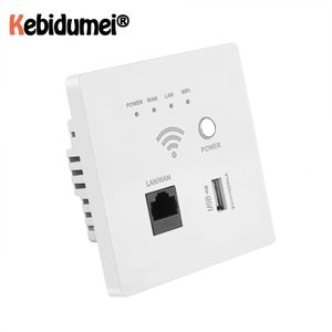 Routers kebidumei 300Mbps 220V power AP Relay Smart Wireless WIFI repeater extender Wall Embedded 2 4Ghz Router Panel usb socket rj45 230325
