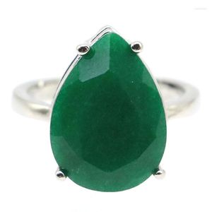 Cluster Rings 18x13mm Shecrown Lovely Drop Shape Real Green Emerald Red Ruby Daily Wear 925 Silver Wholesale