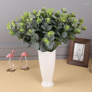 Dekorativa blommor Eukalyptus Artificial Plant Branch Leaf Wedding Flower Bouquet Diy Garden Balkony Decoration Plastic Fake For Home Decor