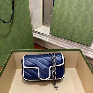 10A najwyższej jakości luksusowa designerska torba kopertowa prawdziwa klapa portfela pikowana torebka na ramię. Czarna torba łańcucha z pudełkiem.
