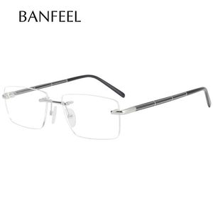 Solglasögon ramar Pure Titanium Rimless Recept Glasses Frame Men Ultra Light Myopia Optiska glasögon Luxuyr Brand Korean Eyewear