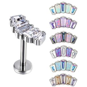 Näsringar Studs G23 EAR 5 OBLANG CZ BLAZE CURVE TOP TRÅD LABRET PIERC LIP SUD TERLIAGE TRAGUS Helix Piercing Jewelry 230325