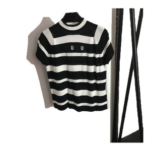 デザイナーレディースTシャツトップセーターレタープリントTシャツファッション編み半袖TシャツラウンドネックTシャツベストセクシーなティーサイズS-LマルチAAA