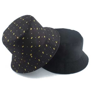 قبعات واسعة الحافة رمز جديد رمز طباعة blk دلو القبعات harajuku hip hop cap bob appeau الرجال نساء الصيف الصياد قبعة p230311