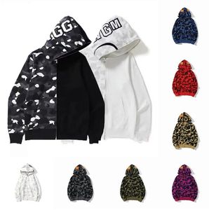 Y2K hoodies Designer Mens women hoodie popular Shark Camo Hoody Streetwear Casual Hoodies Sweatshirt Full Zipper Unisex Jacket