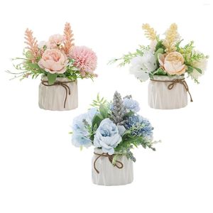 Decorative Flowers Artificial Hydrangea Flower Simulation Floral Arrangement Vase Decoration