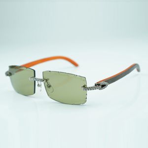 Средний бриллиант прохладные солнцезащитные очки 3524031 с натуральными оранжевыми деревянными ногами и 57 мм