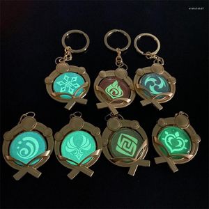 Chaves de âmbito de ânimo Keychain luminoso Genshin Impact Vision O olho de Deus para homens Carra -chave Mulheres de bolsa fofa Ring Ring Presente