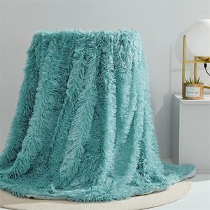 Battaniyeler dekoratif ekstra yumuşak bulanık sahte kürk atma battaniye katı mikrofiber kabarık kanepe kanepe yatak odası 80x120/130x160cm