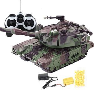 ElectricRC Car 1 32 RC Battle Tank tung stor interaktiv fjärrkontrollleksak med skjutkulor Modell Electronic Boy Toys 230325