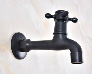 Bathroom Sink Faucets Black Oil Rubbed Bronze Single Cross Handle Mop Pool Faucet /Garden Water Tap / Laundry Taps Mav346