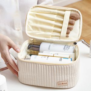 Cosmetic Bags Cases Makeup Bags for Women Travel Toiletry Cute Cases Bag Portable Solid Color Makeup Organizer Box Cosmetic Bag Neceser PU Leather 230325