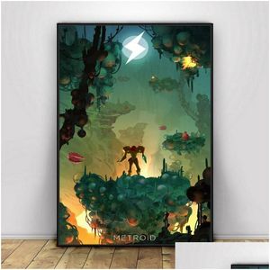 Dipinti Classic Metroid Videogioco Poster Sopravvivenza Paura Rpg Tela Personalizzata Opere d'arte alternative Regalo Drop Delivery Home Garden Arts C Dhfdx