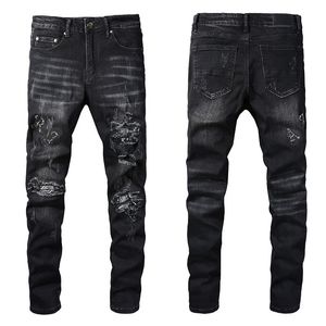 Designer män jeans jeans män denim broderi byxor mode hål byxa oss storlek 28-40 hiphop nödställda dragkedja byxor för hane 2023