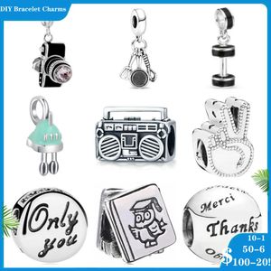 925 Siver Beads Charms for Pandora Charm Bracelets Дизайнер для женской радиокамеры Книга Книга Кухонная посуда Wewk