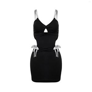 Casual Dresses Solid Color Ribbon Decorative Suspender Cut Out Formal Evening Gowns Petite Dinner For Ladies Dress