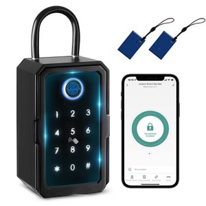 ドアロックキーセーフチュヤTTLOCK指紋Bluetooth WiFiデジタルキーボックスアプリリモートアクセスウォールマウントセキュリティAirbnbロックボックス230324