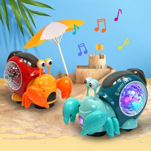 電気/RC動物rawうカニのおもちゃを音楽と一緒に赤ん坊のおもちゃをライトアップして、ベビーダンスのためのインタラクティブなミュージカルのおもちゃ