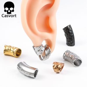 Nose Rings Studs Casvort 10PCS Wholesale 00g Hammered Lobe Cuff Ear Gauges Plugs Tunnels Stretcher Earring Clip on Cartilage Wedding Body Jewelry 230325