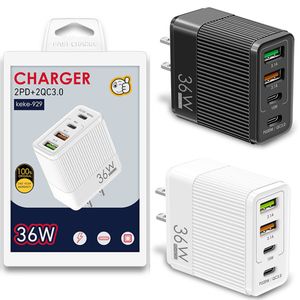 36W電話充電器4ポートQuik充電3.0 iPhoneの携帯電話充電器Samsung Xiaomi Fast Wall Chargers Outdoor TravelAC Power Adapter
