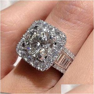 Jewelry Choucong Unique Brand Rings Luxury 925 Sterling Sier Fill Round Cut White Topaz Cz Diamond Gemstones Eternity Women Dhrp6