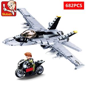 Model Building Kits Aviation Military Building Blocks Air Force FA18E Super Hornet Fighter Helicopter Aircraft Plane War Weapon Bricks Kids Toys Z0324