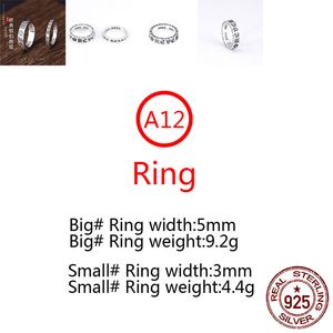 A12 S925 Sterling Silber Ring Kreuz Blume Brief personalisierte Punk-Stil Paar Schmuck Geschenk für Liebhaber