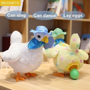 Elektroniska plyschleksaker som lägger ägg Hen Chicken Electronic Plush Toy Dancing Singing Anti-Stress Gadget Funny Christmas Gift for Kids 230325