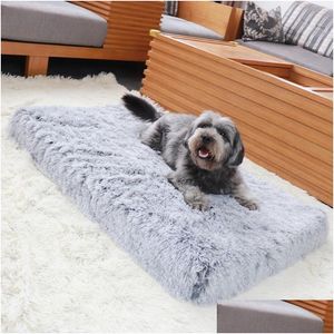 Kennels Pens Long Plush Dog Bed Pet Cushion Rectangar Blanket Soft Fleece Cat Puppy Chihuahua Sofa Mat Pad For Small Large Dogs Dr Dhdzy