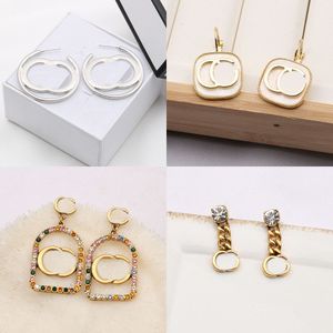 23ss 20style Simple Fashion Designer Letters Stud Hoop 18K Gold Plated 925 Silver Women Crystal Rhinestone Pearl Earring Wedding Party Jewerlry