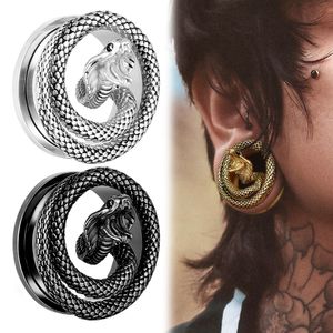 Nose Rings Studs Giga 2 PCS Cool Snake Ear Plugs Gauges Expander Stainless Steel Tunnels Stretcher 8mm25mm Body Piercing Fashion Jewelry Gift 230325