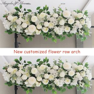 Decorative Flowers Wreaths 50100CM DIY Wedding Flower Wall Arrangement Supplies Silk Peonies Rose Artificial Floral Row Decor Marriage Iron Arch Backdrop 230324