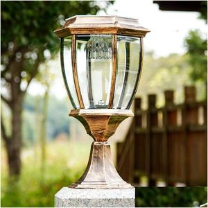 Lawn Lamps E27 36V Arrival Bronze Super Brightness Solar Post Lamp Gate Use Led Stigma Warm White Pillar Landscape Lighting Drop Del Dh0Ap