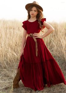 Girl Dresses Elegant Elder Girls Bell Bottom Dress For Teenagers Cotton Flare Sleeve 12 Years Kidss A-line Long Wedding Year