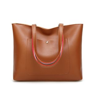 Fashion handbag Women's shoulder bag PU solid color Tote bag
