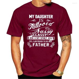 Camisetas masculinas 2023 Camiseta de algodão da moda de lazer minha filha fez uma tatuagem. É meio legal