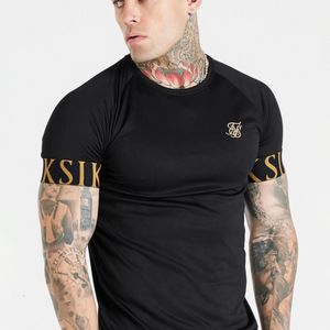 Мужская футболка повседневная футболка мужчина Sik шелк бренд летняя вышивка Siksilk Tshirt Slimtops Tee Fashion Clothing 230325