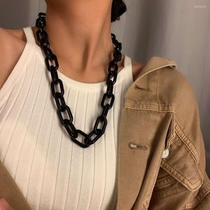 Łańcuchy mody kobiety akrylowe grube plastikowy naszyjnik z kołnierza chokera jasny kolor łańcuch punkowy femme biżuteria bijoux