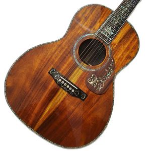 Custom All Solid Koa Wood Aaaaa Ooo Guitar with Slot Head 45 Style Parlor Acoustic Guitar