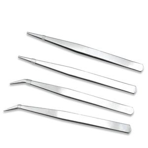 100pcs Stainless Steel Eyebrow Tweezers Straight Head Curved Head Tweezers Nipper For Phone Repairment DIY Repair Tools Pinzas Para Cejas De Acero Inoxidable